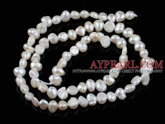 Pearl Beads, White, 3-4mm natural, potato shape, Sold per 14.2-inch strand