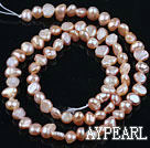 Pearl Beads, Pink, 3-4mm natural, potato shape, Sold per 14.2-inch strand