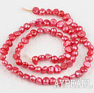 Pearl Beads, Watermelon Red, 3-4mm dyed, potato shape, Sold per 14.2-inch strand