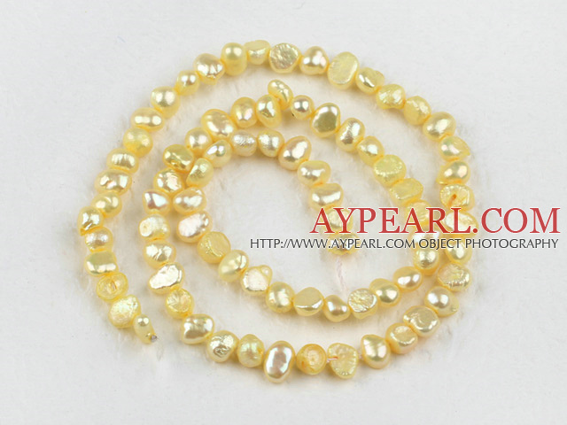 Pearl Beads, Light Yellow, 3-4mm dyed, potato shape, Sold per 14.2-inch strand