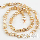 Pearl Beads, Golden, 3-4mm dyed, potato shape, Sold per 14.2-inch strand