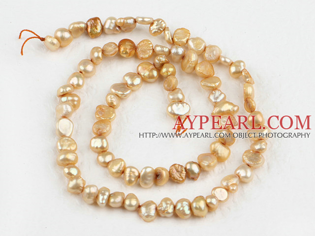 Pearl Beads, Golden, 3-4mm dyed, potato shape, Sold per 14.2-inch strand