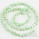 Pearl Beads, Light Green, 3-4mm dyed, potato shape, Sold per 14.2-inch strand