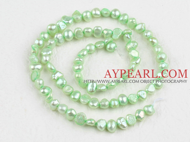 Pearl Beads, Light Green, 3-4mm dyed, potato shape, Sold per 14.2-inch strand