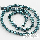 Pearl Beads, Greenish Black, 3-4mm dyed, potato shape, Sold per 14.2-inch strand