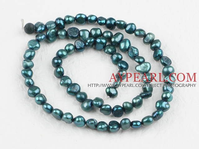 Pearl Beads, Greenish Black, 3-4mm dyed, potato shape, Sold per 14.2-inch strand