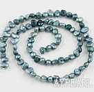 Pearl Beads, Greyish Green, 3-4mm dyed, potato shape, Sold per 14.2-inch strand