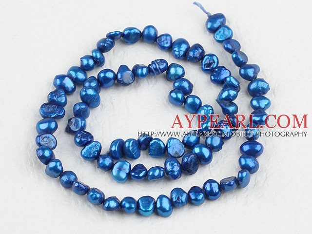 Pearl Beads, Sapphire Blue, 3-4mm dyed, potato shape, Sold per 14.2-inch strand