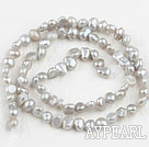 Pearl Beads, Light Grey, 3-4mm dyed, potato shape, Sold per 14.2-inch strand