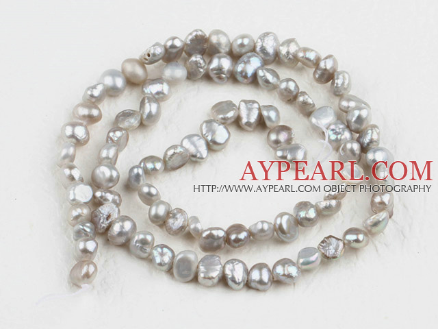 Pearl Beads, Light Grey, 3-4mm dyed, potato shape, Sold per 14.2-inch strand