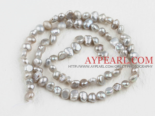 Pearl Beads, Light Grey, 3-4mm dyed, potato shape, Sold per 14.2-inch strand