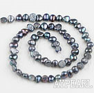 Pearl Beads, Blackish Grey, 3-4mm dyed, potato shape, Sold per 14.2-inch strand