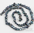 Pearl Beads, Dark Green, 3-4mm dyed, potato shape, Sold per 14.2-inch strand