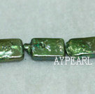 Freshwater pearl beads, green, 5*8*14mm retangle. Sold per 15-inch strand.