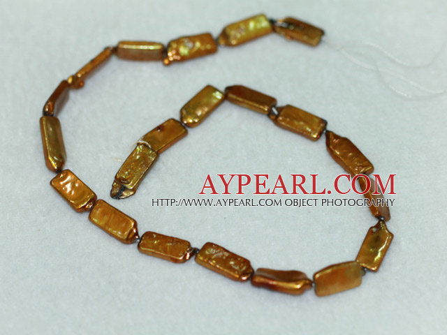 Freshwater pearl beads, golden, 5*8*14mm retangle. Sold per 15-inch strand.