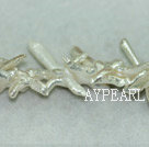 Freshwater pearl beads, white, 5*20*35mm diagonally-drilled cross. Sold per 14-inch strand.