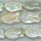 Fish shaped freshwater pearl beads,White,3*8*14mm
