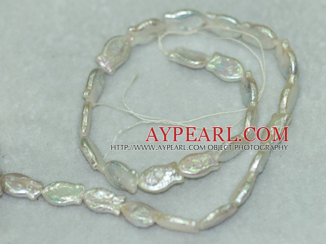 Freshwater pearl beads, white, 3*8*14 mm square. Sold per 14.6-inch strand.
