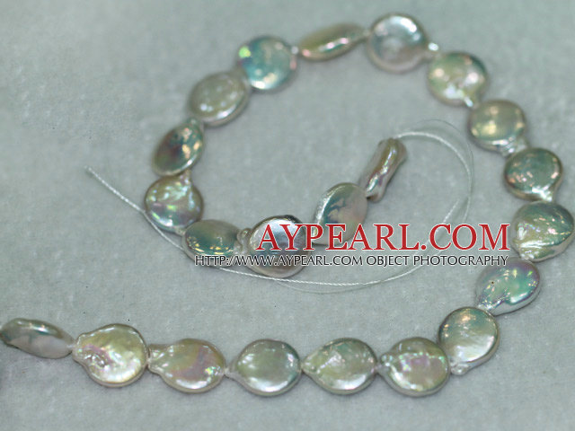 Freshwater pearl beads, white, 5*13mm coin. Sold per 15-inch strand.