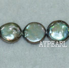 Coin shape freshwater pearl beads,Silver Gray,5*14mm
