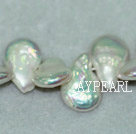 Freshwater pearl beads, white, 5*14*20 mm top-drilled coin. Sold per 15.4-inch strand.