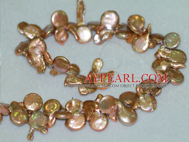 Freshwater pearl beads, golden, 5*14*20 mm top-drilled coin. Sold per 15.4-inch strand.