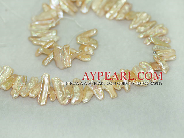 Biwa freshwater pearl beads, yellow, 5*8*21 mm keshi. Sold per 15-inch strand.