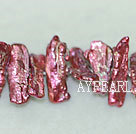 Biwa freshwater pearl beads, red,5*8*21 mm keshi. Sold per 15-inch strand.