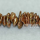Freshwater pearl beads, brown, 5*9mm keshi. Sold per 15-inch strand.
