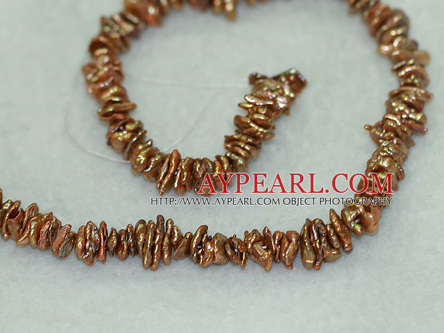 Freshwater pearl beads, brown, 5*9mm keshi. Sold per 15-inch strand.