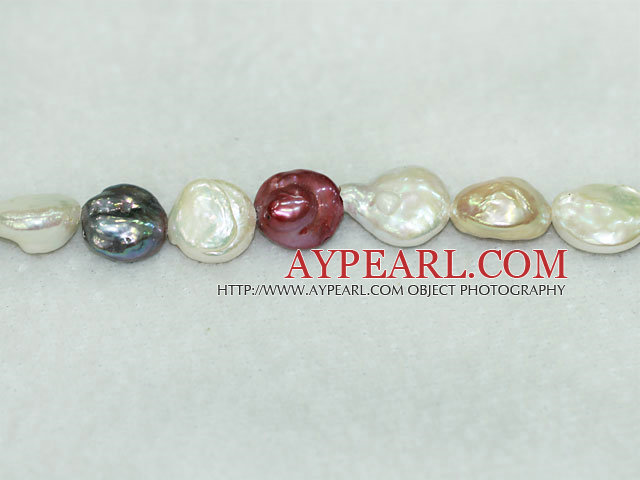 Freshwater pearl beads, multi-color, 5*14mm side-drilled coin. Sold per 15-inch strand.