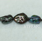 Freshwater pearl beads, black, 5*12*16 mm side-drilled keshi. Sold per 15.7-inch strand.