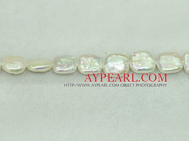 Freshwater pearl beads, white, 5*11.5mm flat square. Sold per 15.7-inch strand.