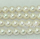 Freshwater pearl beads, white, 7-8mm round. AAA grade. Sold per 15.7-inch strand