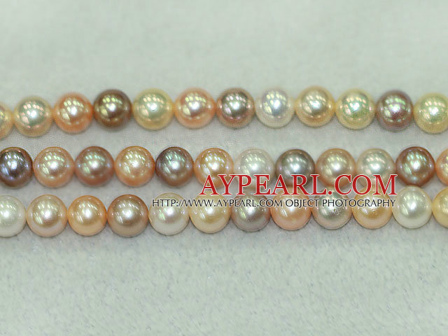 Freshwater pearl beads, multi-color, 7-8mm round. A grade. Sold per 15.7-inch strand