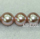 Freshwater pearl beads, purple, 8-9mm round. AA grade. Sold per 15.7-inch strand