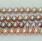 Freshwater pearl beads, multicolor, 6-7mm round. A grade. Sold per 15.7-inch strand