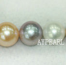 A grade round freshwater pearl mixed color beads,Mixed Color,10-11mm