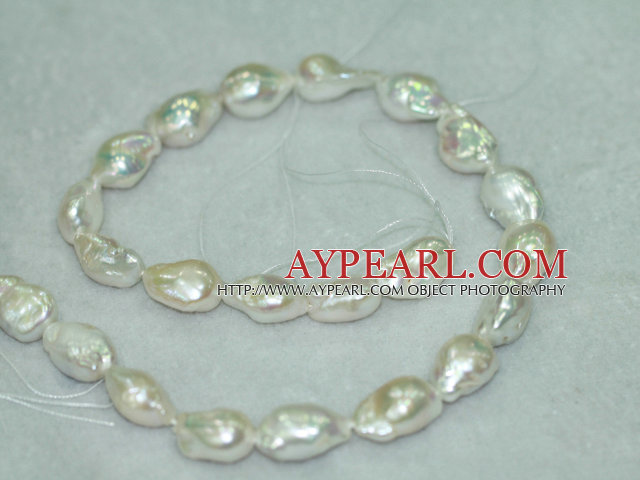 Nucleated freshwater pearl beads, white, 5*10*17mm keshi. Sold per 15.7-inch stran.