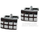 Silver and red color rectangle cufflinks