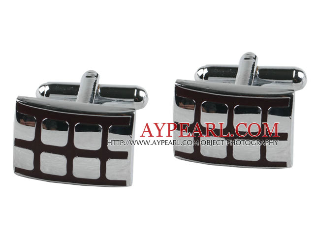 Silver and red color rectangle cufflinks