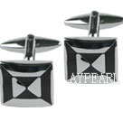 Silver color geometric design square shape cufflinks