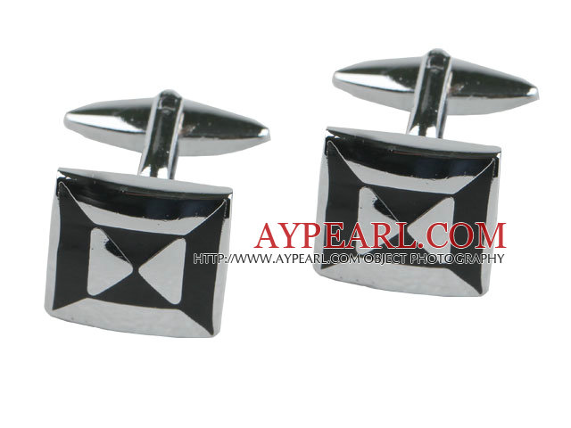 Silver color geometric design square shape cufflinks