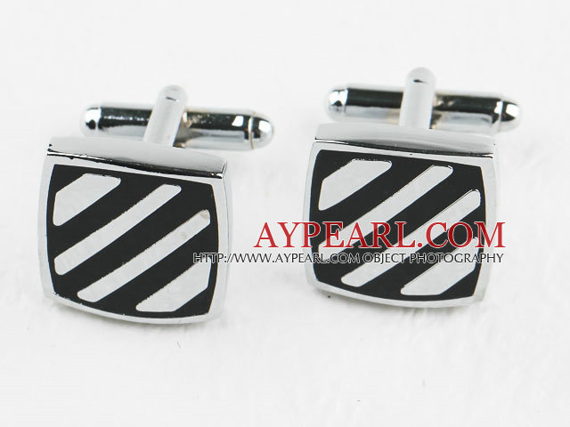 Silver color  square shape inclined strips fashion cufflinks 