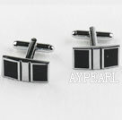 Silver color geometric design rectangle shape fashion cufflinks