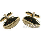 Gold color rugby shape cufflinks