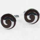 Silver and red coral round shape geometric design cufflinks