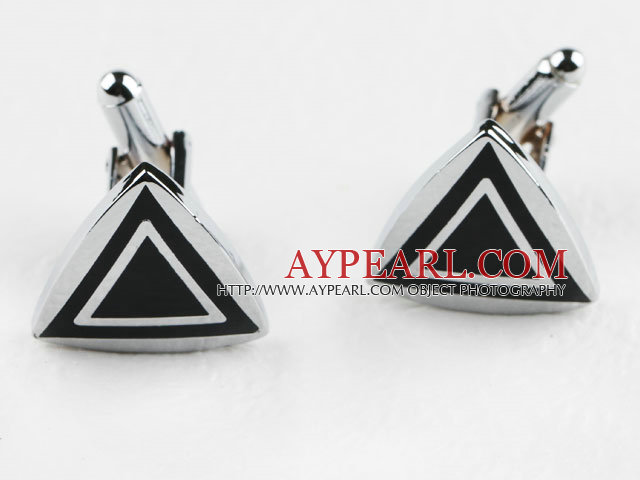 Silver color geometric design triangle shape fashion cufflinks 