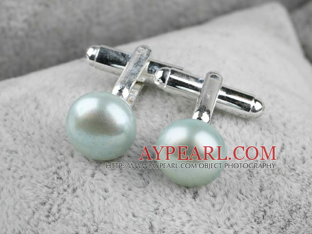 11.5-12mm Light Green Freshwater Pearl Cufflinks