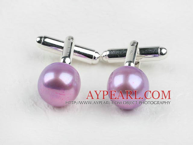 11.5-12mm Violet Color Freshwater Pearl Cufflinks